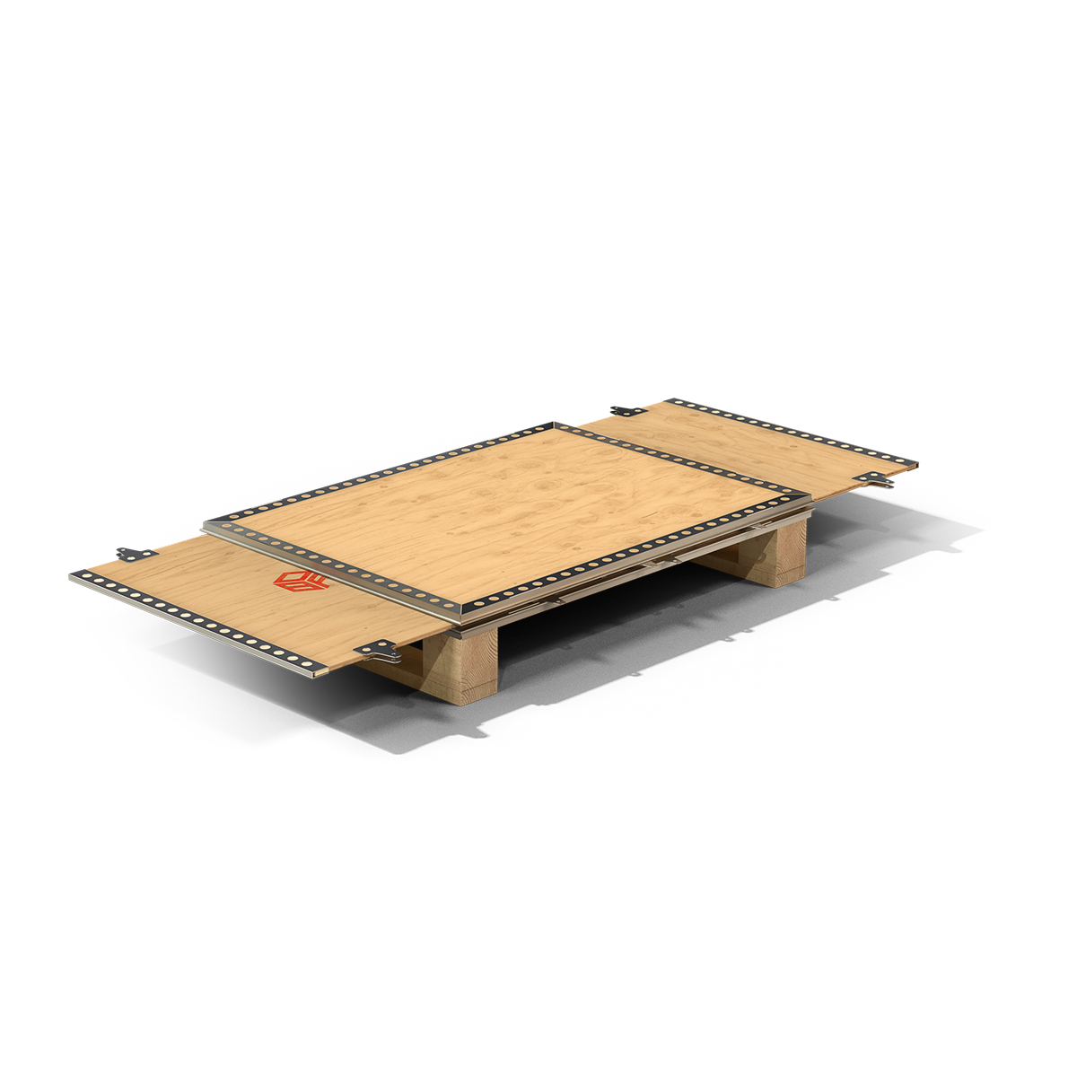 Holz-Faltkiste mit Verschlusslaschen von BROPACK, flach zusammengeklappt