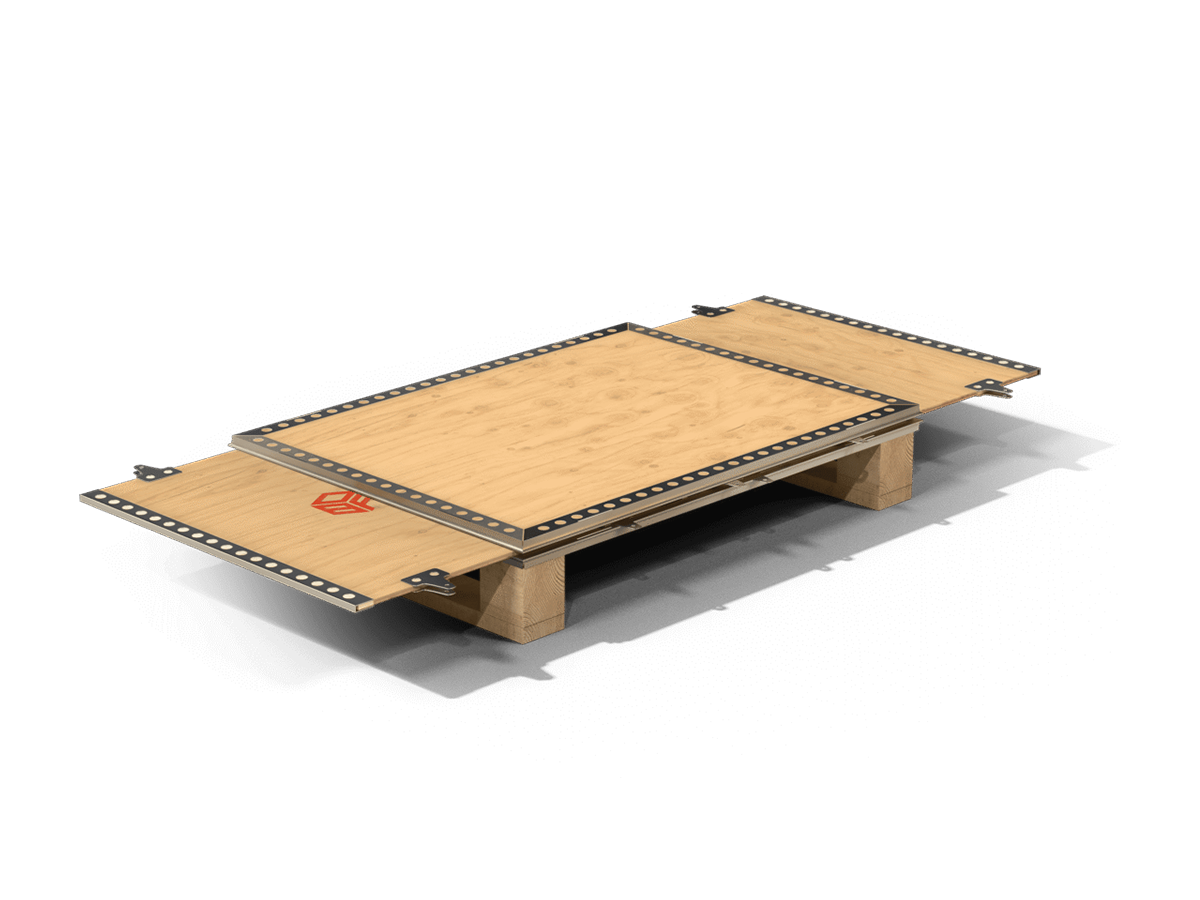 Holz-Gefahrgutkiste von BROPACK, flach zusammengeklappt