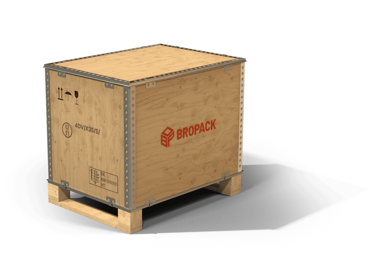 Holz-Gefahrgutkiste von BROPACK, aufgebaut