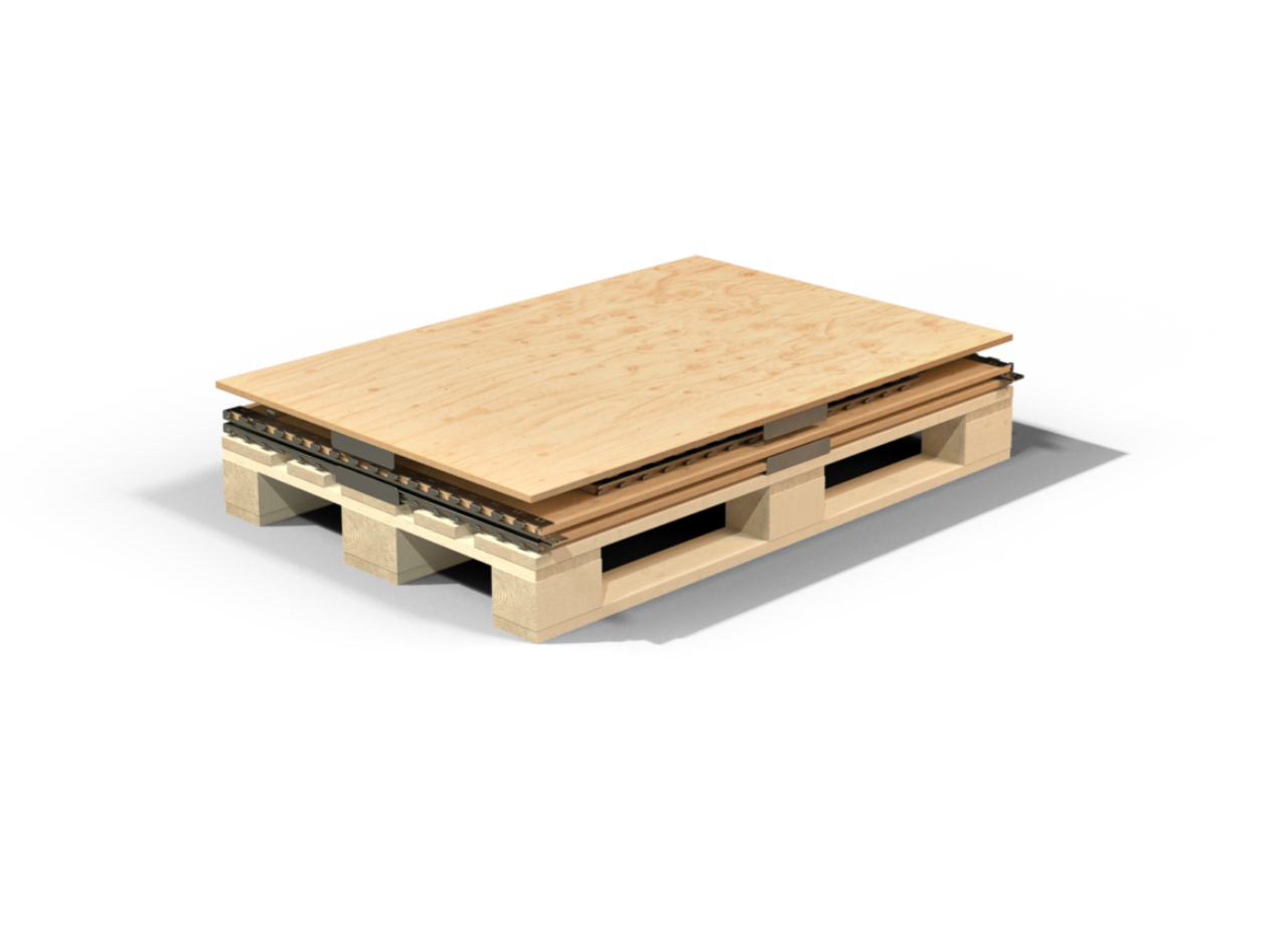 Mehrweg-Holzverpackung BI-Box von BROPACK, flach zusammengeklappt
