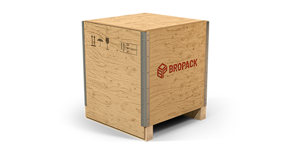 Holz-Faltkiste von BROPACK, aufgebaut